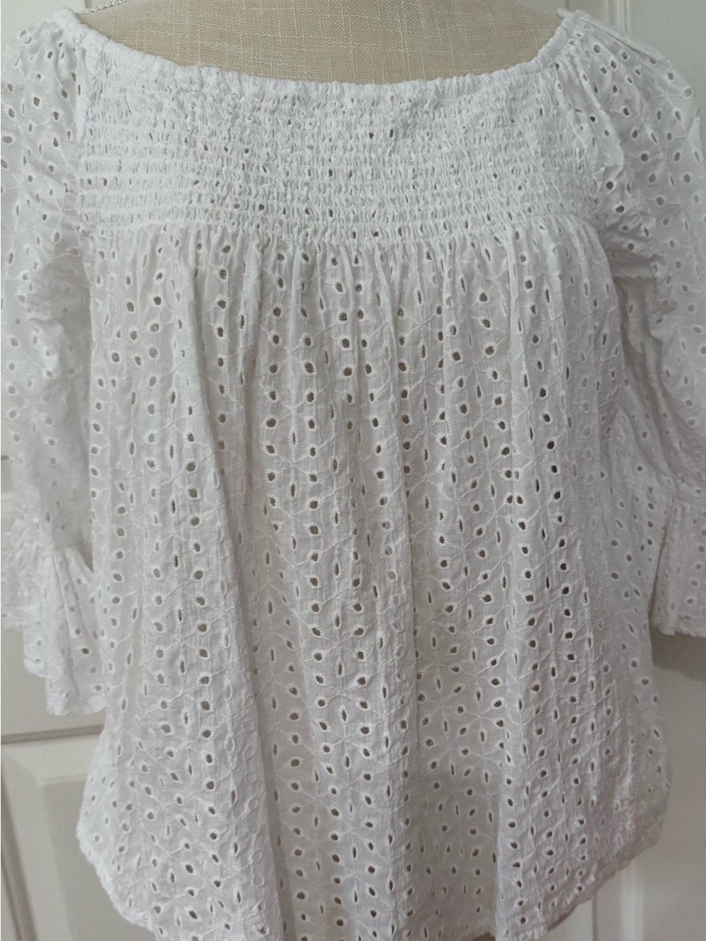 Ultra Pink White Eyelet Smocked Tunic - Picture 3 of 7